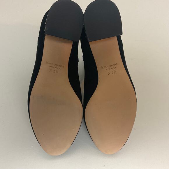 Kate Spade Black Suede Ankle Boots Size US 5.5 Studded Block Heel Serendipity - Picture 9 of 12